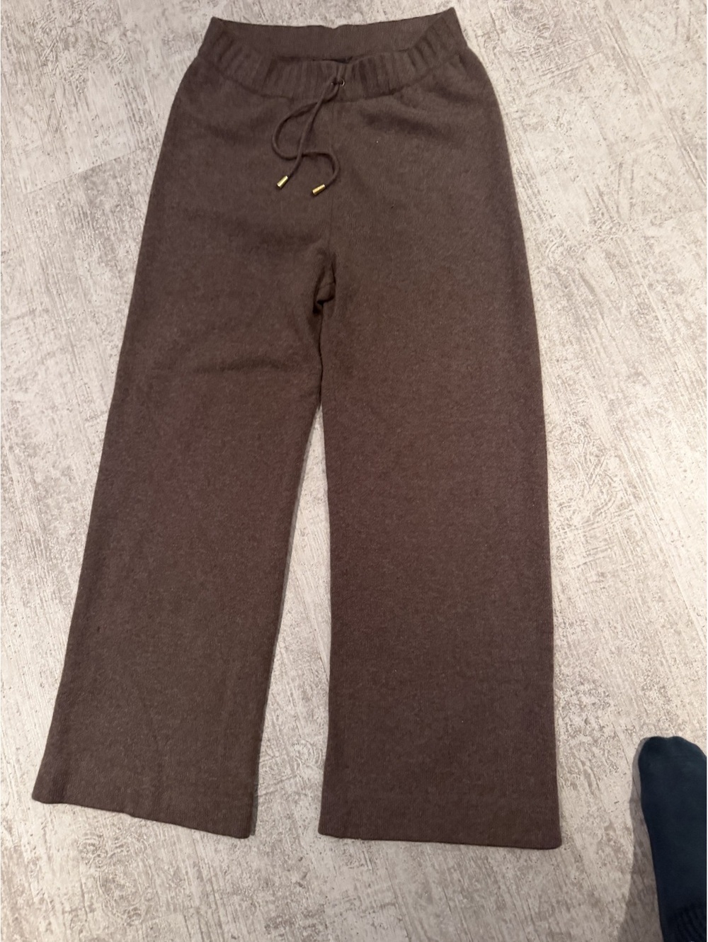 St. John 100% Cashmere Brown Cocoa Knit Wide-Leg drawstring Lounge pants M
